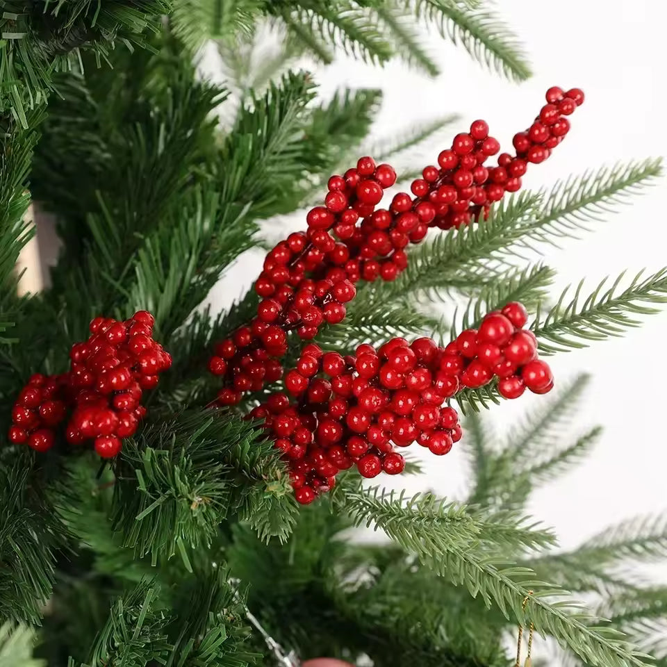 Branche artificielle de baies rouges de Noël – plantes et fleurs artificielles de houx (holly berries)