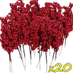 Branche artificielle de baies rouges de Noël – plantes et fleurs artificielles de houx (holly berries)