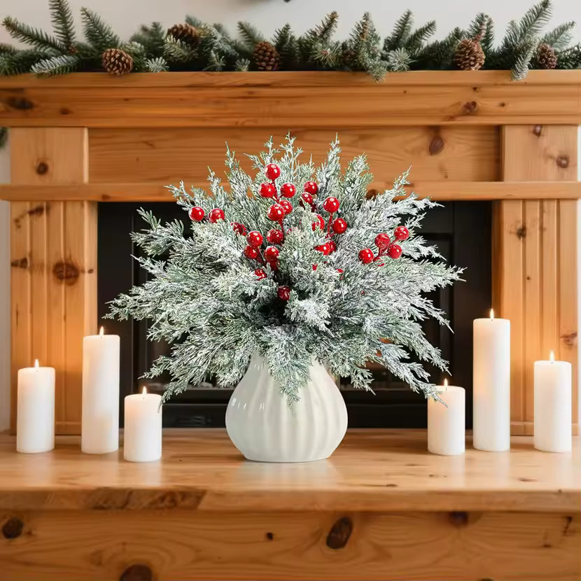Feuilles de cyprès artificielles pour sapin de Noël – Décoration pour la maison, chambre, table, jardin, extérieur, mariage et DIY - 10/20 pièces